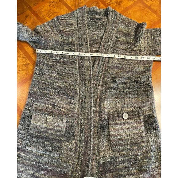 prAna Multicolor Long Duster Open Front Cardigan Sweater Gray Cozy Boho Sz M - Picture 5 of 7